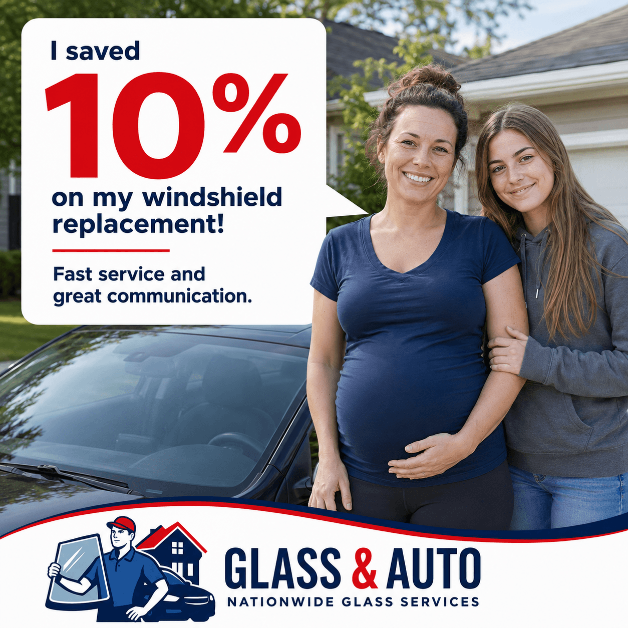 Save 10 percent on windshield replacement with Glass & Auto