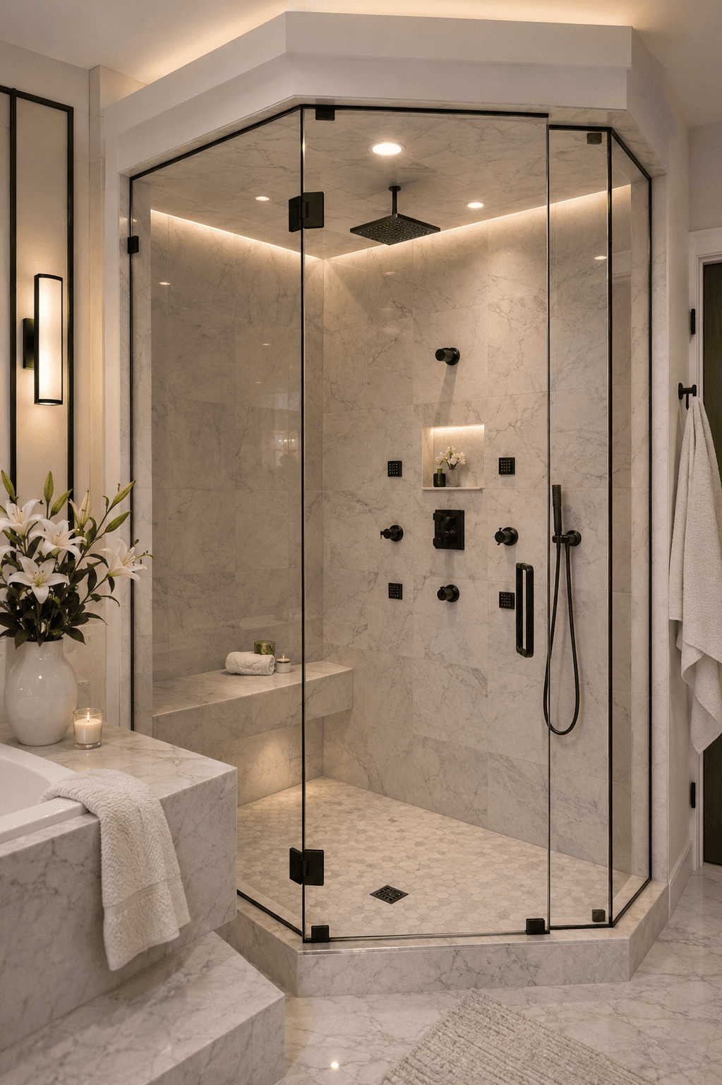 Custom floor-to-ceiling steam shower enclosure